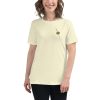 Women's t-shirt with a picture of a cocktail olive on it.