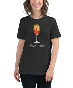 Women's cut t-shirt with a picture of an Aperol Spritz on it.