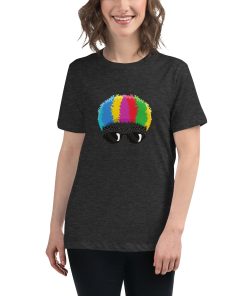 Women's t-shirt with a picture of a colourful clown with on it.