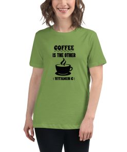 Women's t-shirt that says "Coffee is the other vitamin" on it.