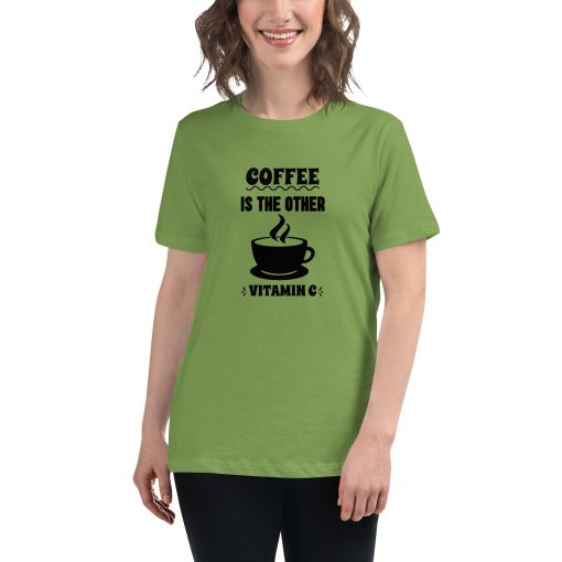 Women's t-shirt that says "Coffee is the other vitamin" on it.