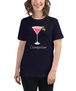 Women's t-shirt with a picture of a Cosmopolitan cocktail on it.