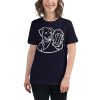 Women's t-shirt with a picture of a dog drinking a beer.